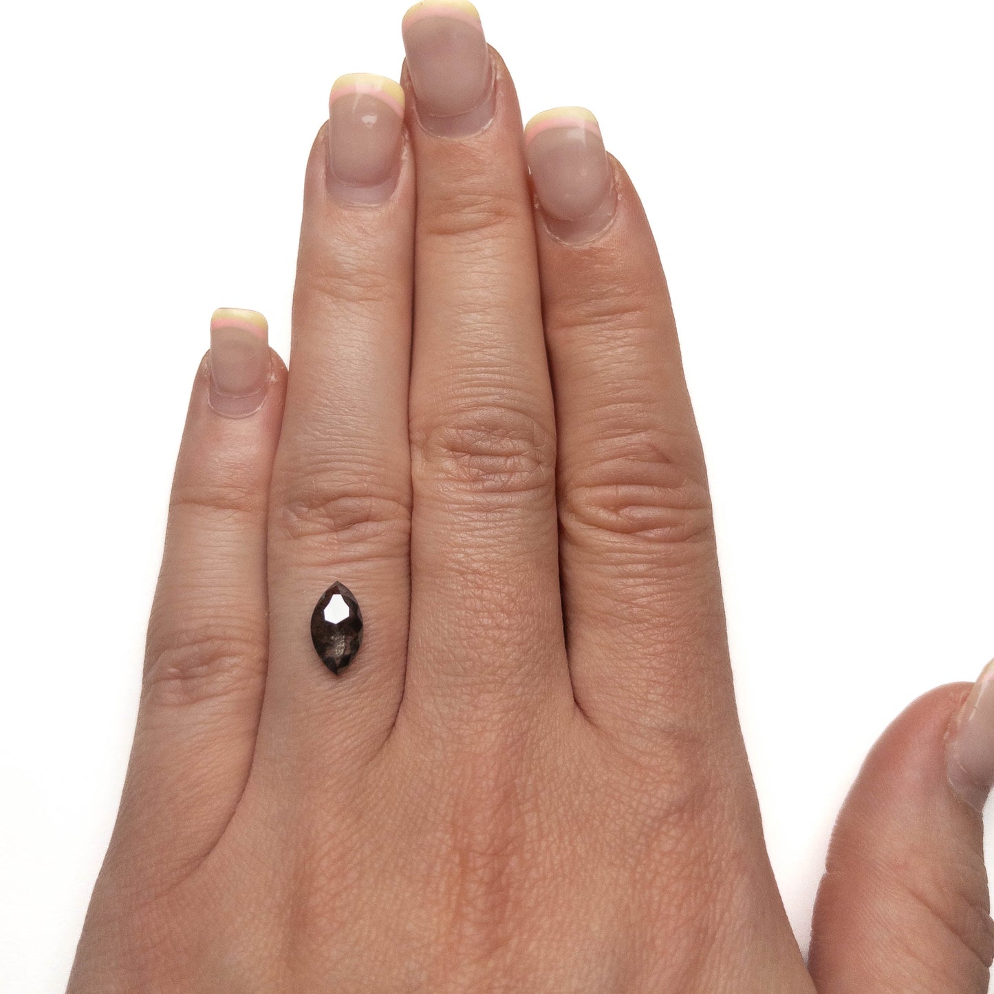 1.42 Carat Black Salt and Pepper Rose Cut Marquise Diamond