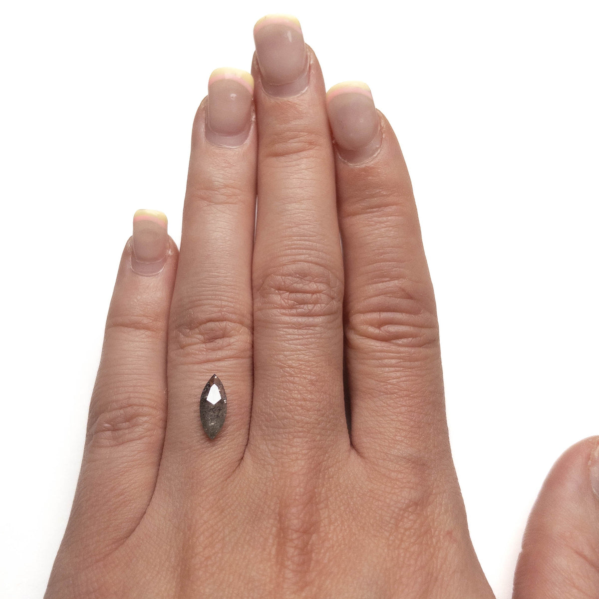 1.29 Carat Salt and Pepper Rose Cut Marquise Diamond