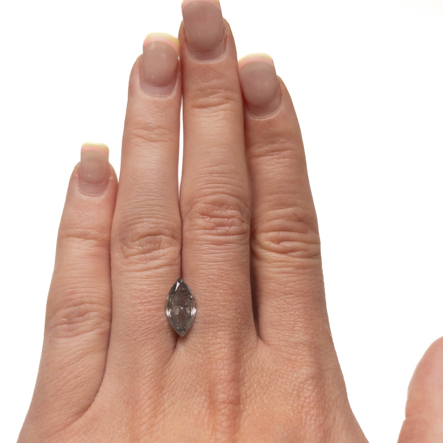 2.53 Carat Salt and Pepper Double Cut Marquise Diamond