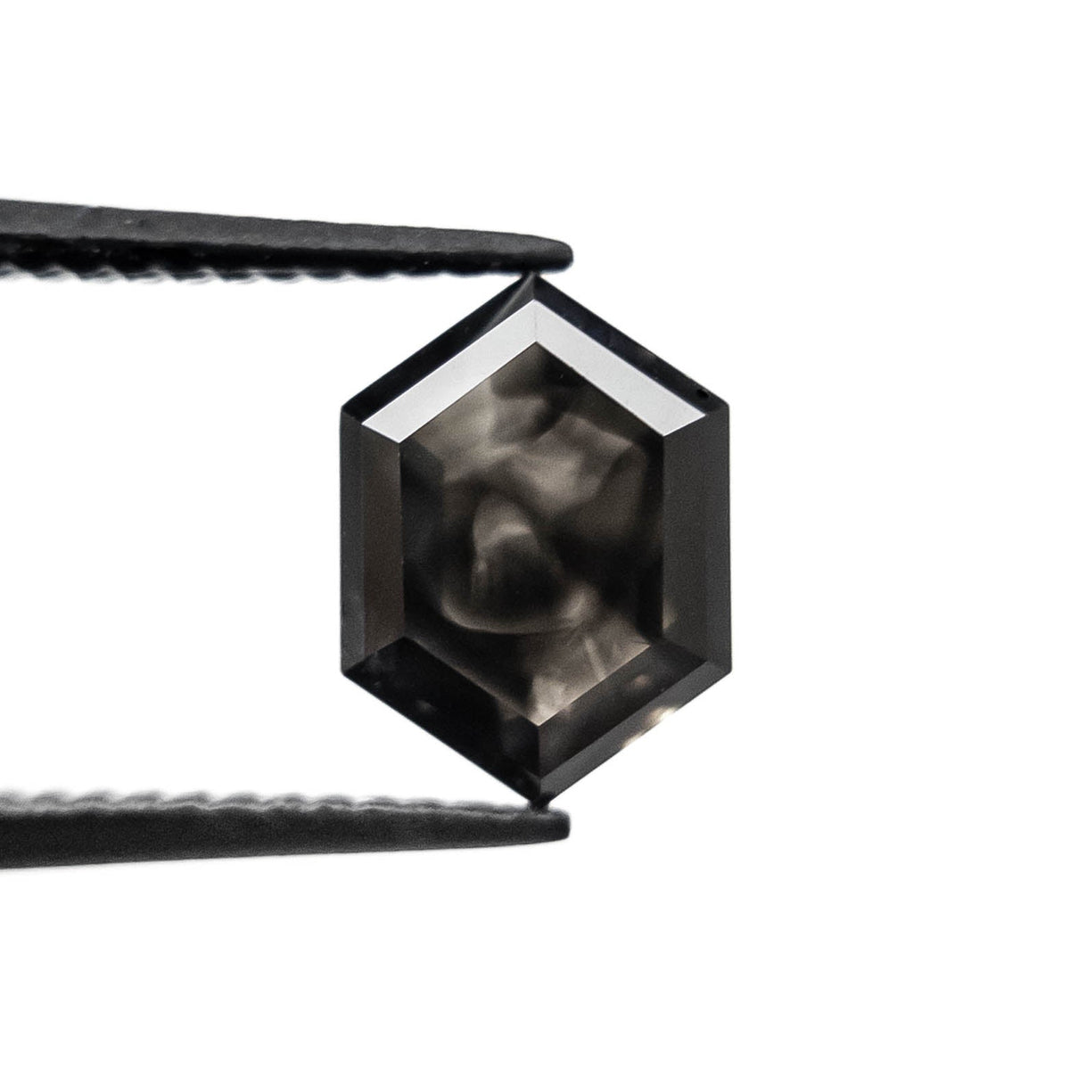 1.90 Carat Smoky Black Double Cut Hexagon Diamond