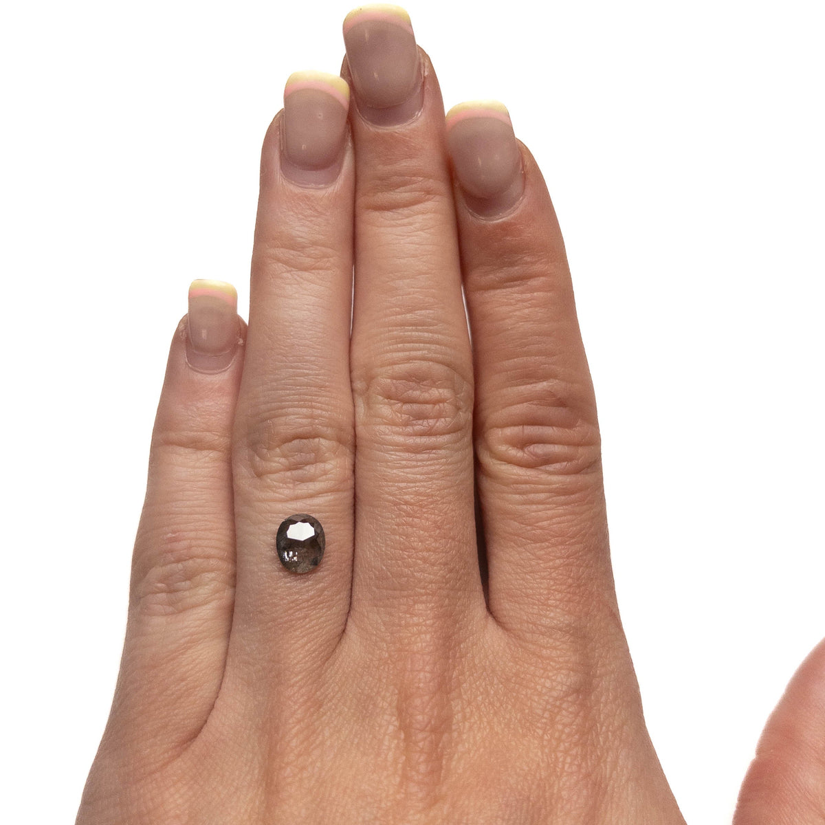 1.06 Carat Black Salt and Pepper Rose Cut Oval Diamond