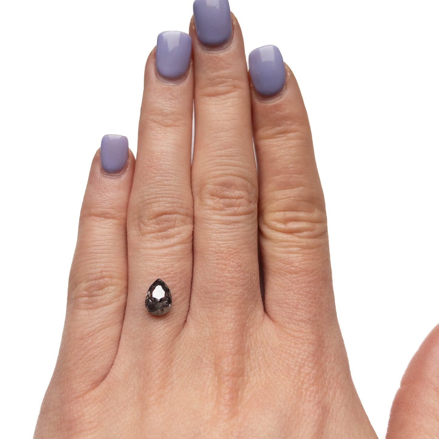 1.48 Carat Black Salt and Pepper Rose Cut Pear Diamond
