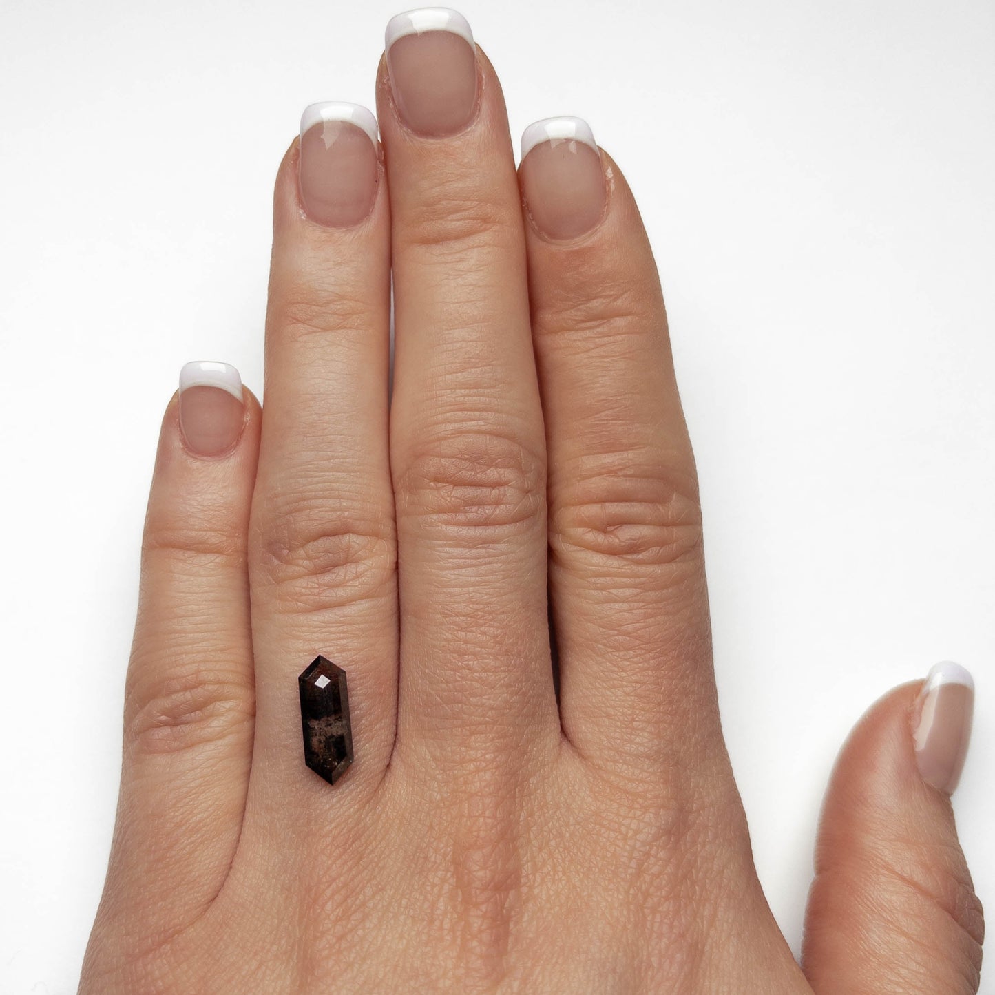 2.54 Carat Black Salt and Pepper Rose Cut Elongated Hexagon Diamond