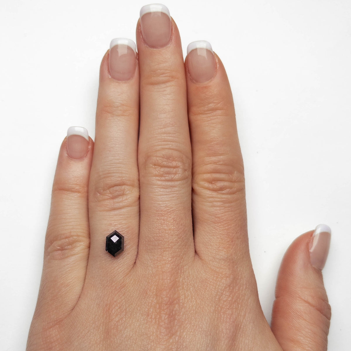 1.51 Carat Black Rose Cut Hexagon Diamond