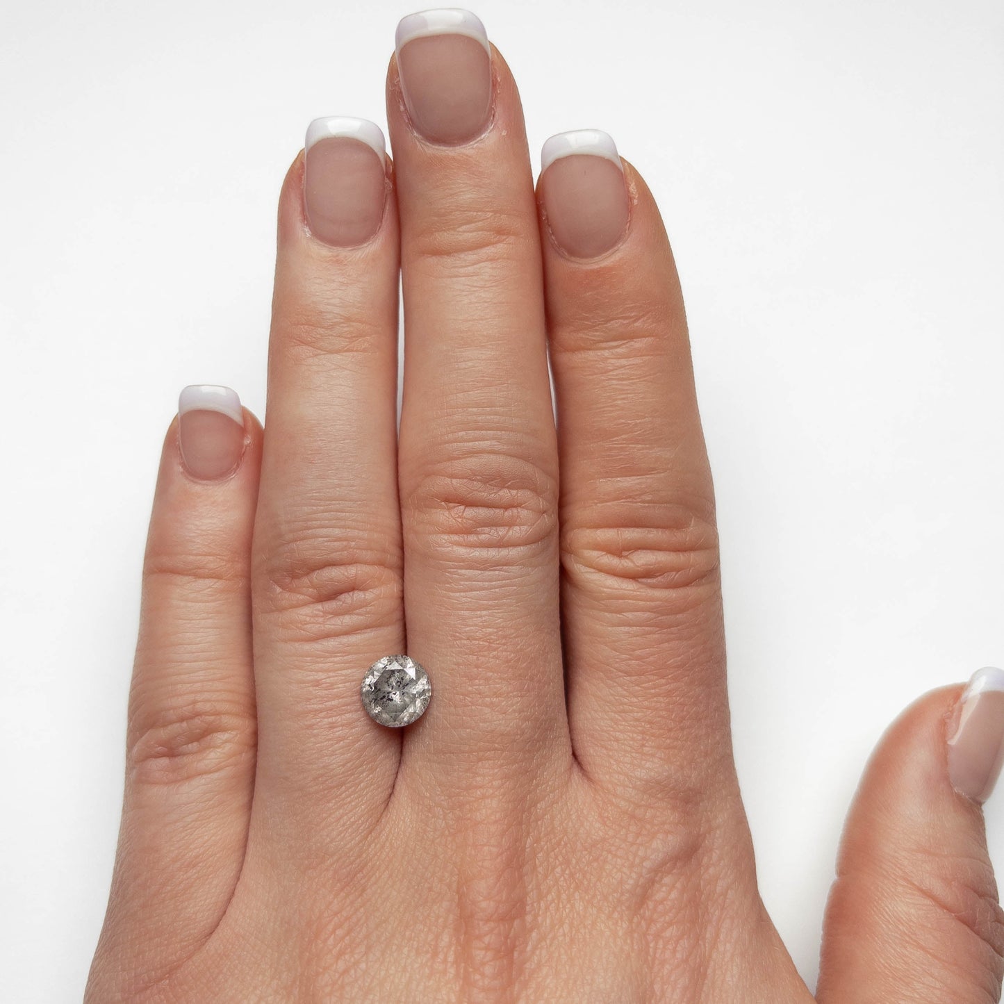 2.01 Carat Icy Salt and Pepper Brilliant Cut Round Diamond