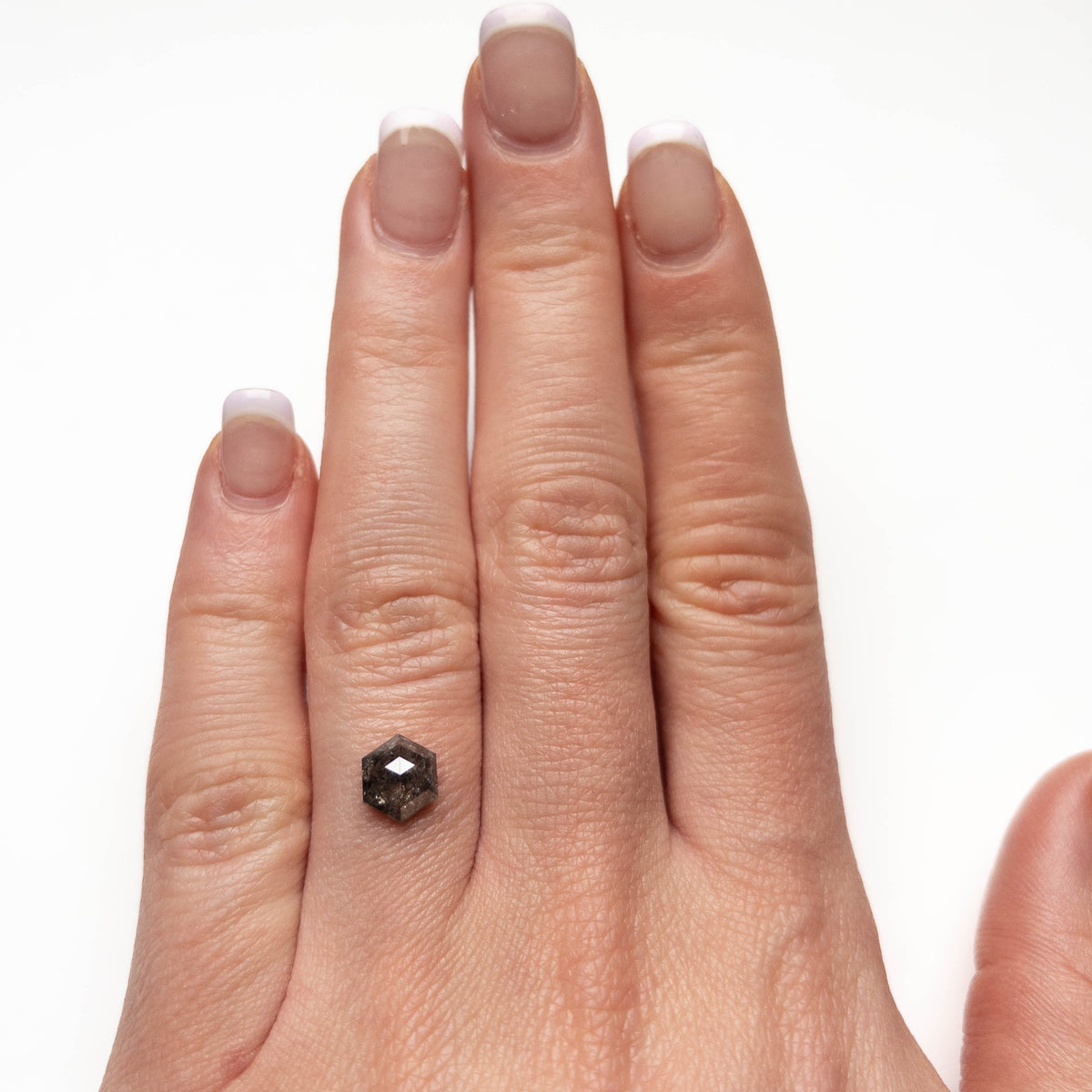 1.39 Carat Salt and Pepper Rose Cut Hexagon Diamond