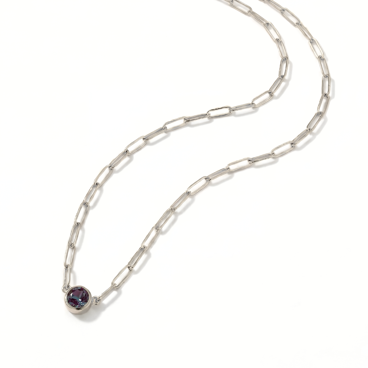 The Paperclip Bezel Necklace | Lab-Grown Alexandrite