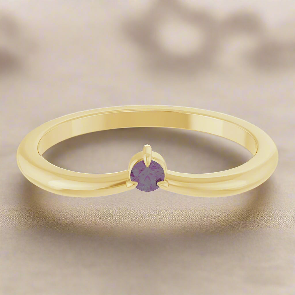 Velma Band - Alexandrite V-Shape Contoured Stacking Wedding Ring