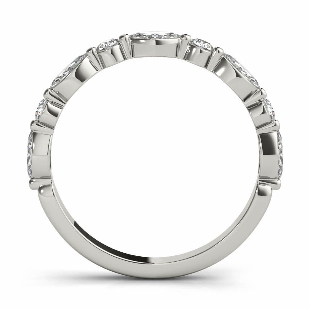 Alternating Marquise and Round Moissanite Half Eternity Wedding Band