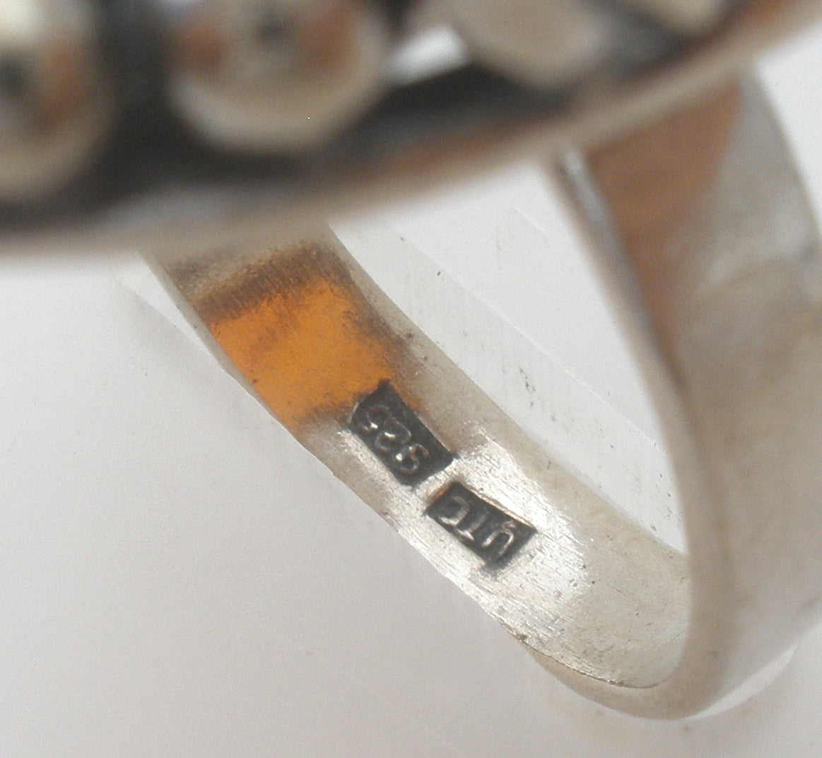Amber Ring Sterling Silver Size 9 UTC