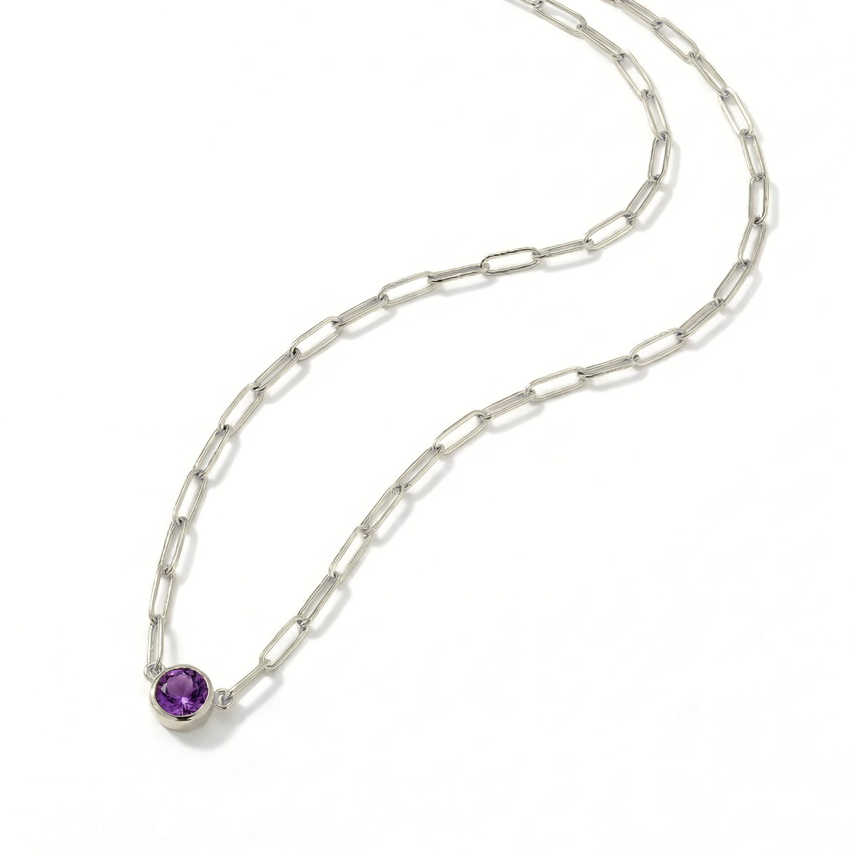 The Paperclip Bezel Necklace | Amethyst