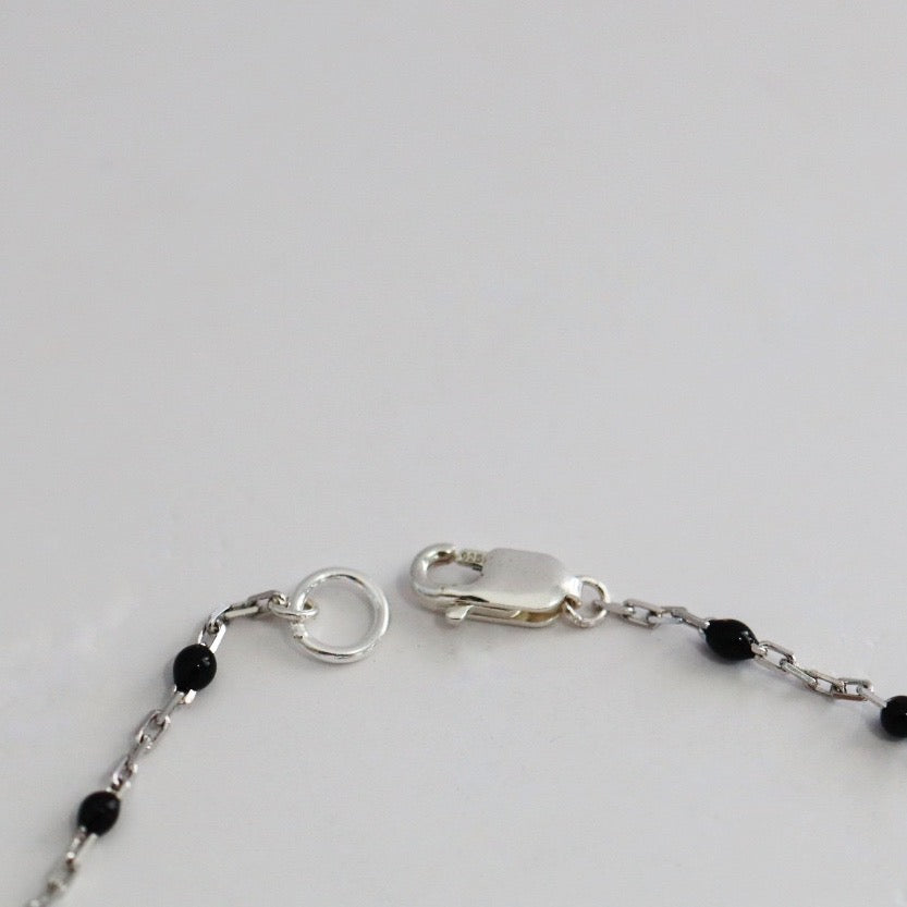 Black Enamel and Sterling Silver Layering Necklace