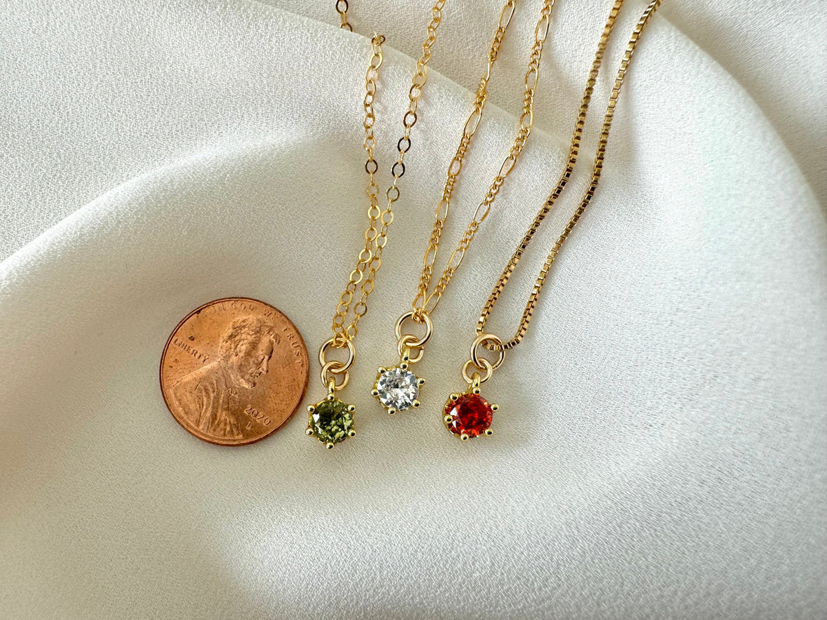 Gold Filled Gemstone Pendant Necklace - Peridot - Quartz Crystal - Carnelian - August April Birthstone Jewelry