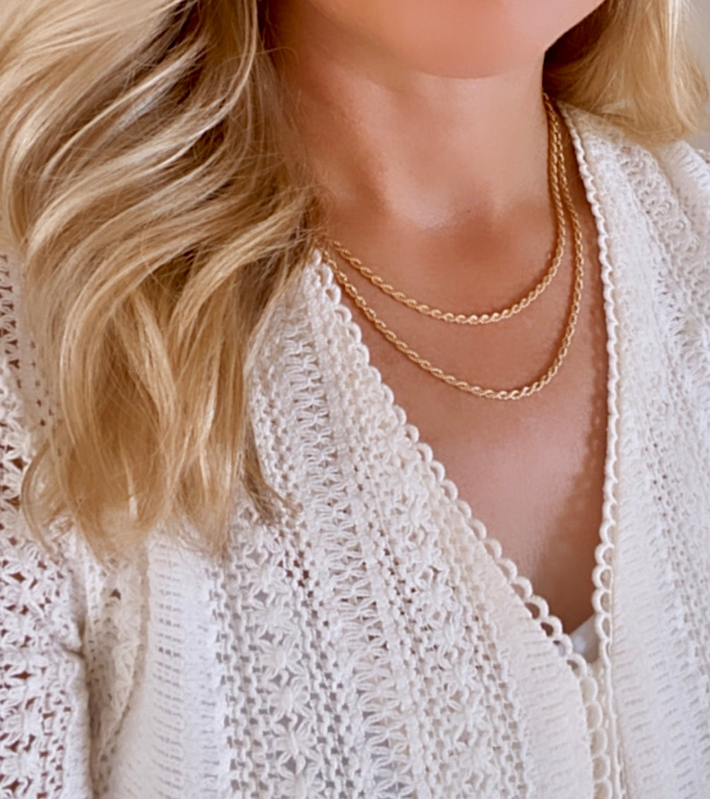Gold Filled Rope Chain Necklace Thick Twist Chain Layering Chains for Women Minimalist Gold Necklace Christmas Gift Simple Everyday Chains