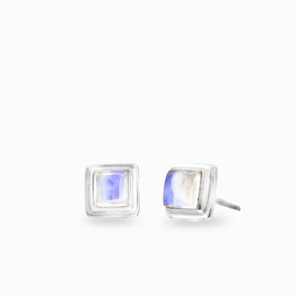 Rainbow Moonstone Stud Earrings