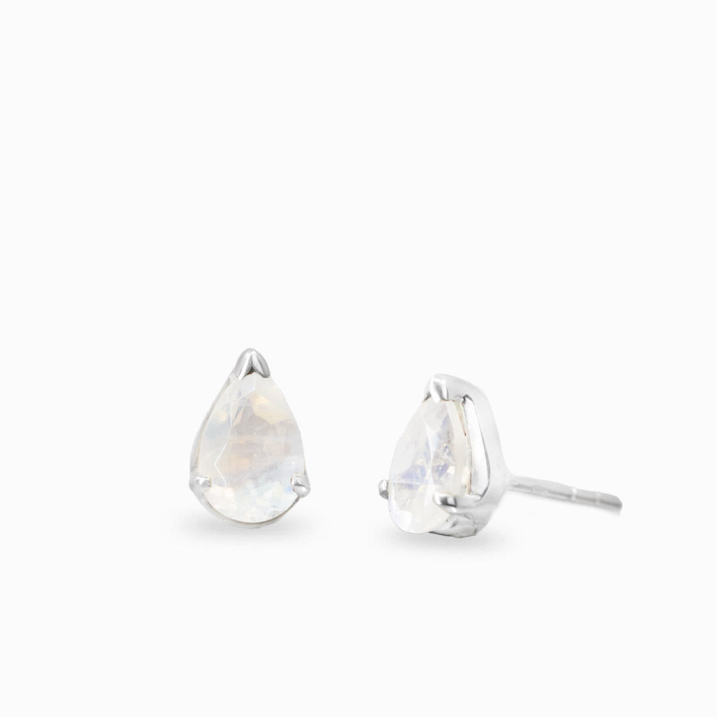 Rainbow Moonstone Stud Earrings