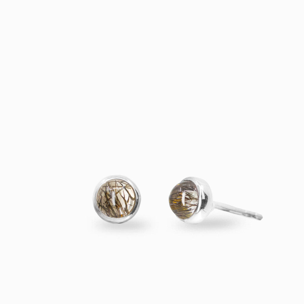 Tourmalinated Quartz Stud Earrings
