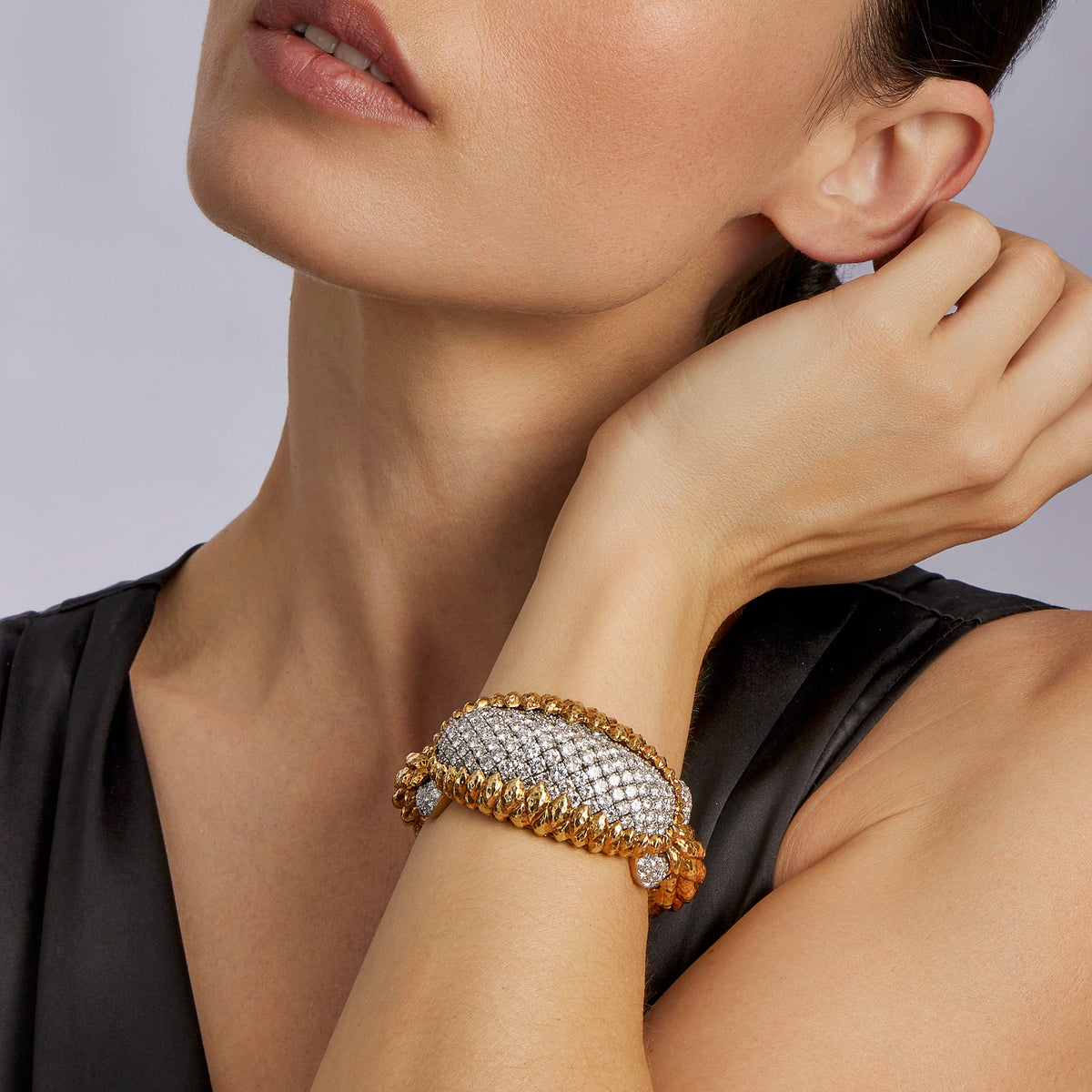 David Webb New York Unique “Crosshatch” Diamond Bracelet