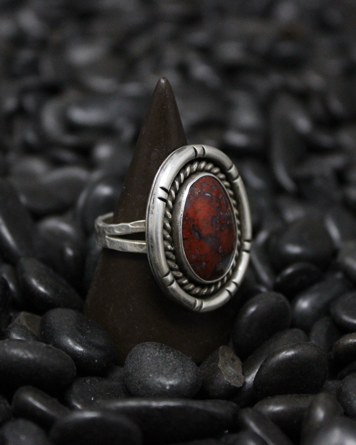 Red Moss Agate Ring size 9.5