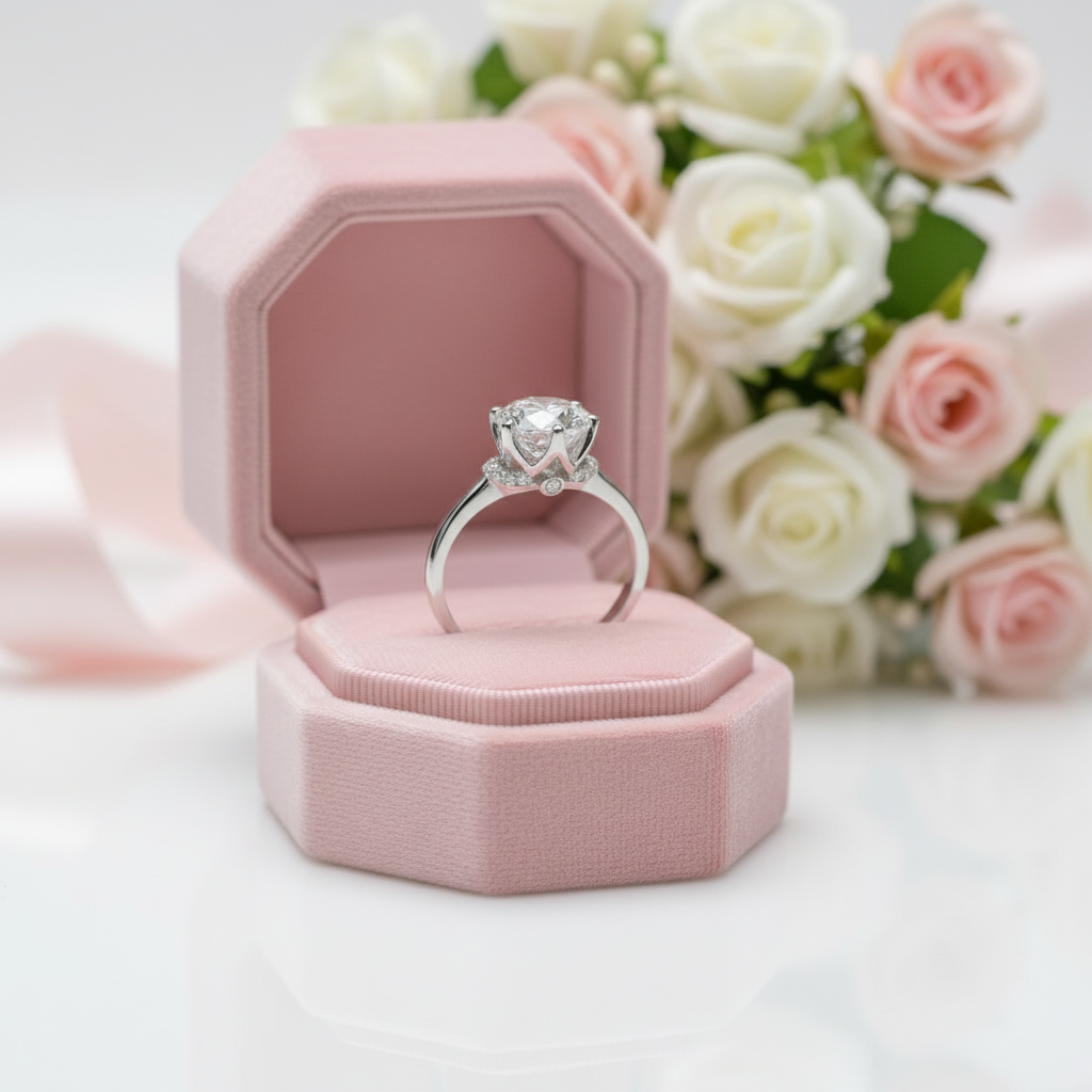 1.0 Ct Round Cut Diamond Option Crown Engagement Ring