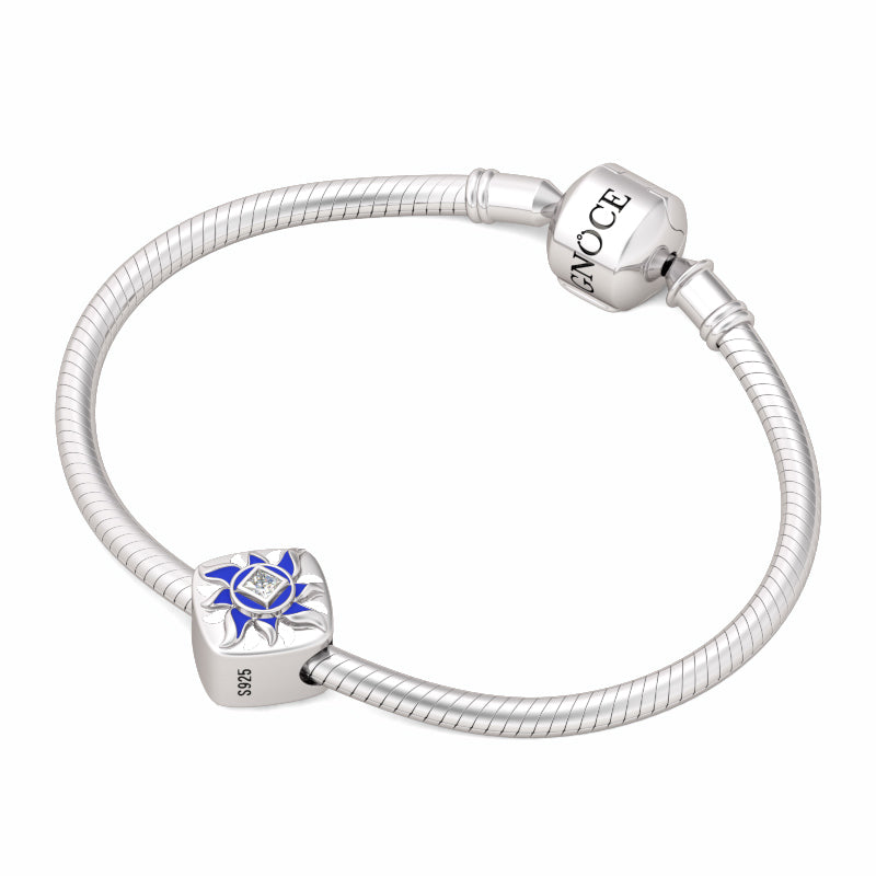 Gnoce White Blue Enamel Charm Platinum-plated Silver Blend