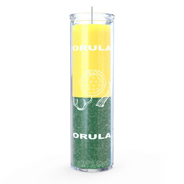 Orunla (Orula) 7 Day Candle, (Yellow/Green)
