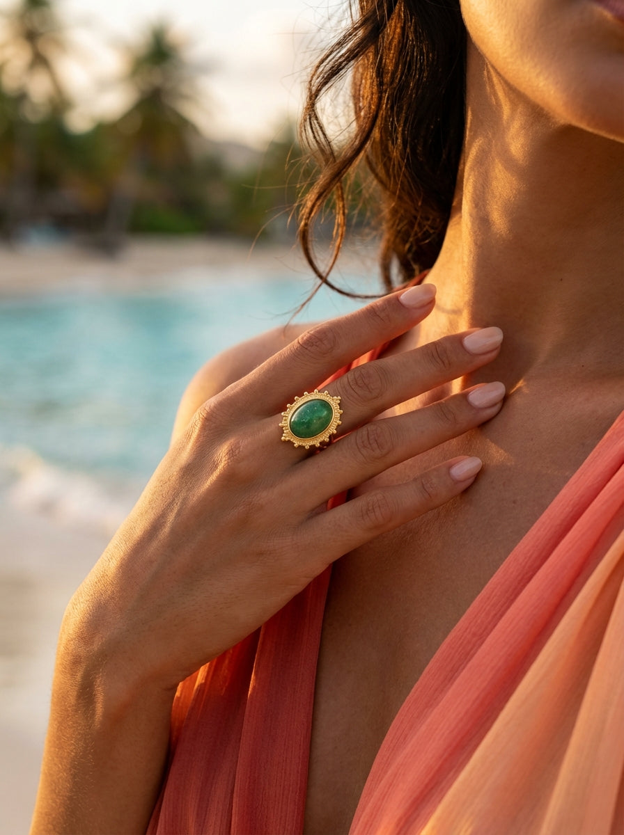 Bague Mon Soleil | Pierre Naturelle Ovale Ajustable – Univers Végétal