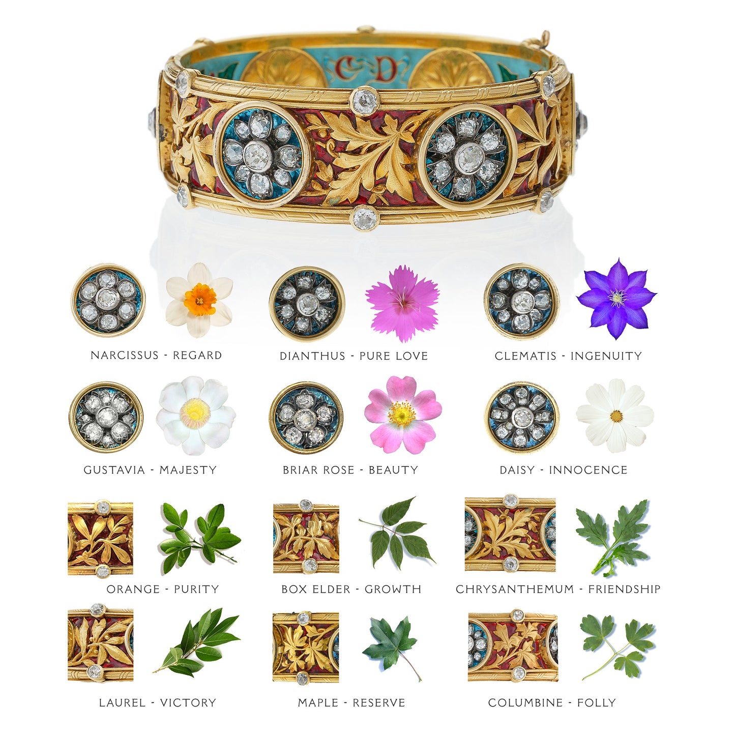 Important Bapst & Falize Paris Diamond and Enamel Bangle Bracelet