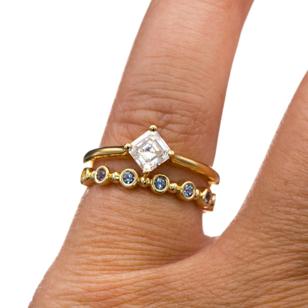 Asscher Cut Moissanite Compass Prong Set Cora Solitaire Engagement Ring