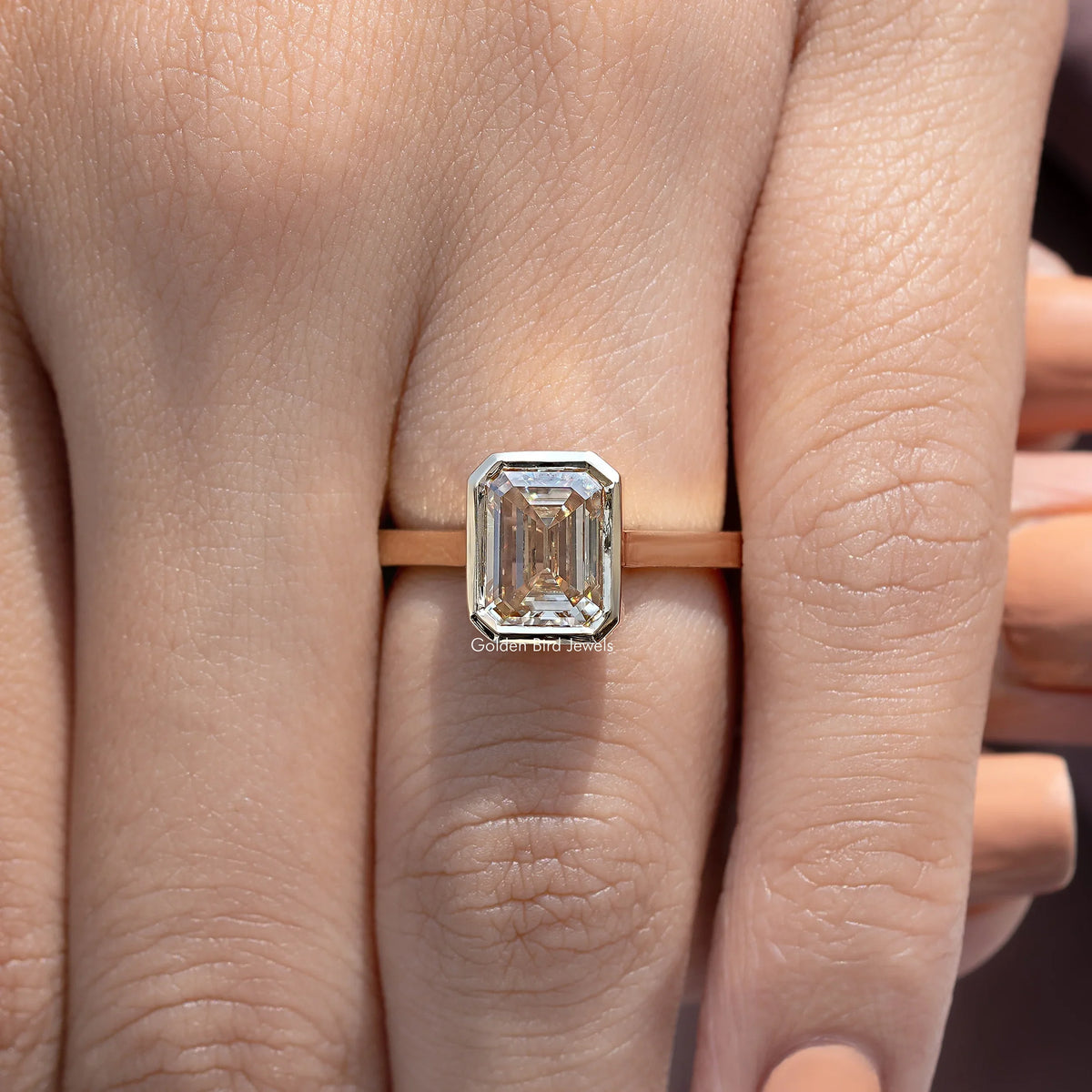 Emerald Cut Solitaire Moissanite Engagement Ring