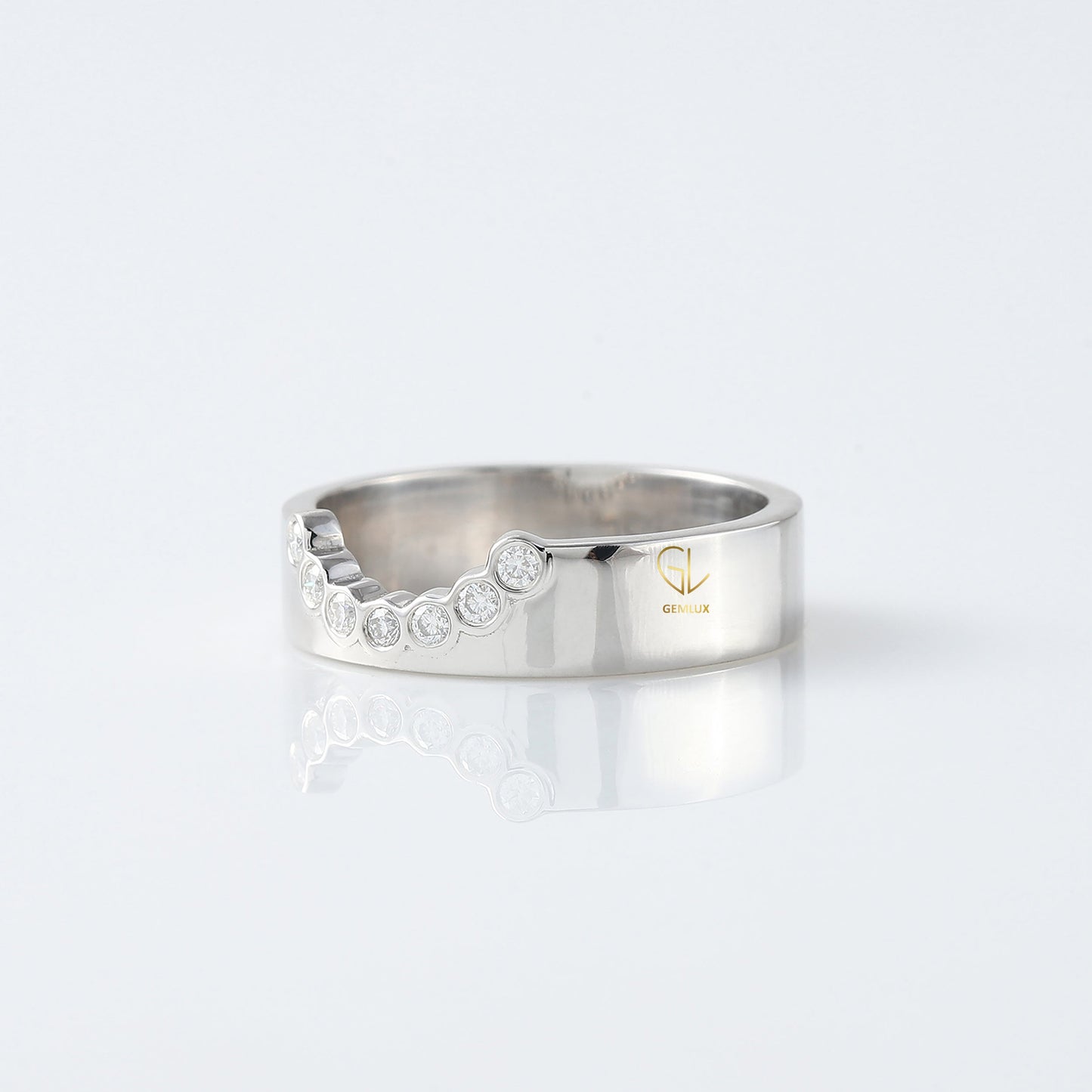 Bezel Set Chevron Engagement Ring