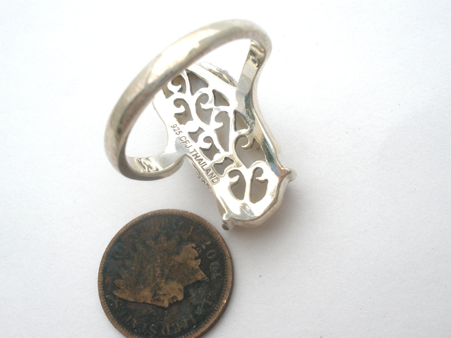 Biwa Pearl & Marcasite Ring Size 10 Sterling