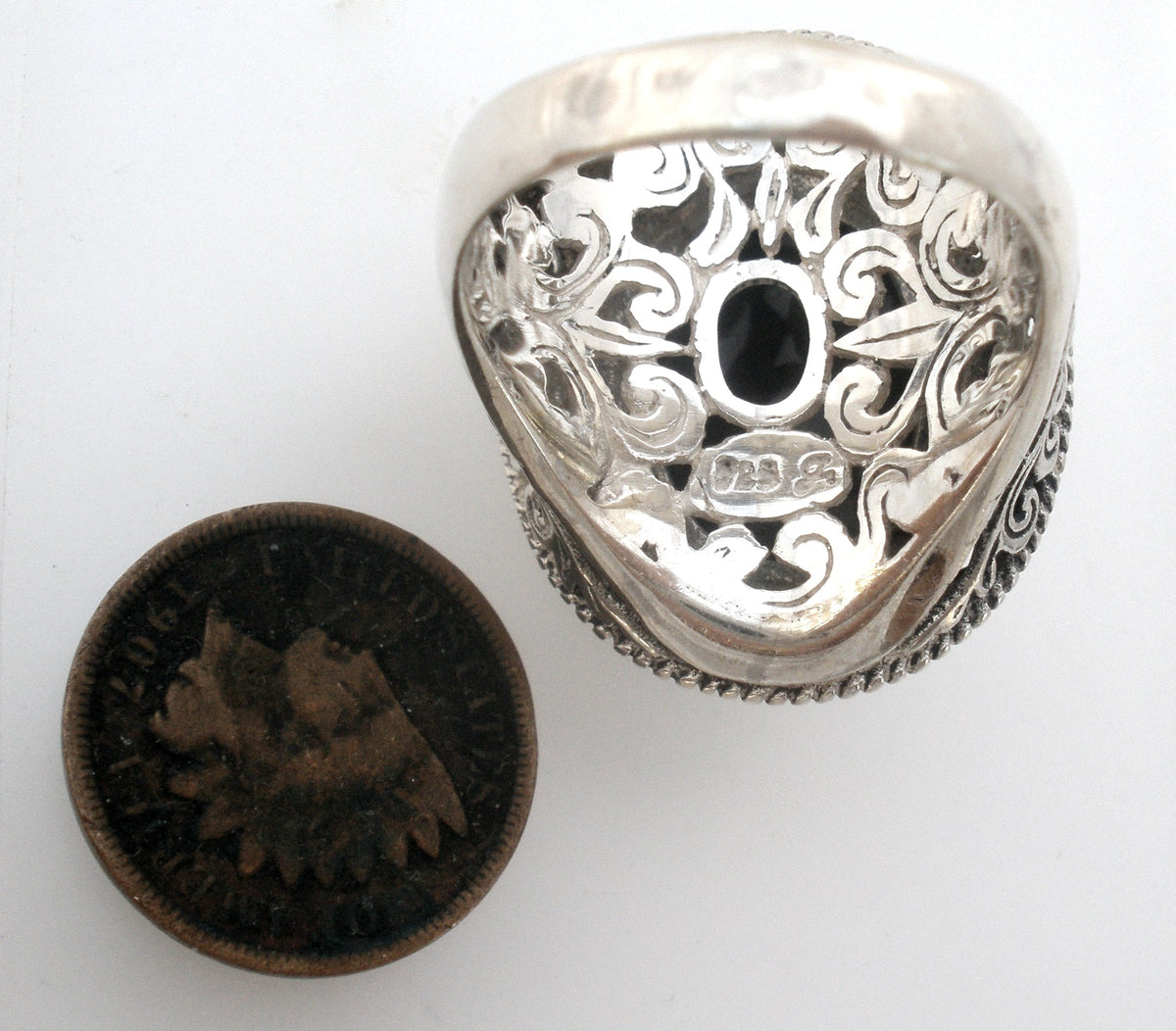 Black Onyx Ring Sterling Silver Size 10