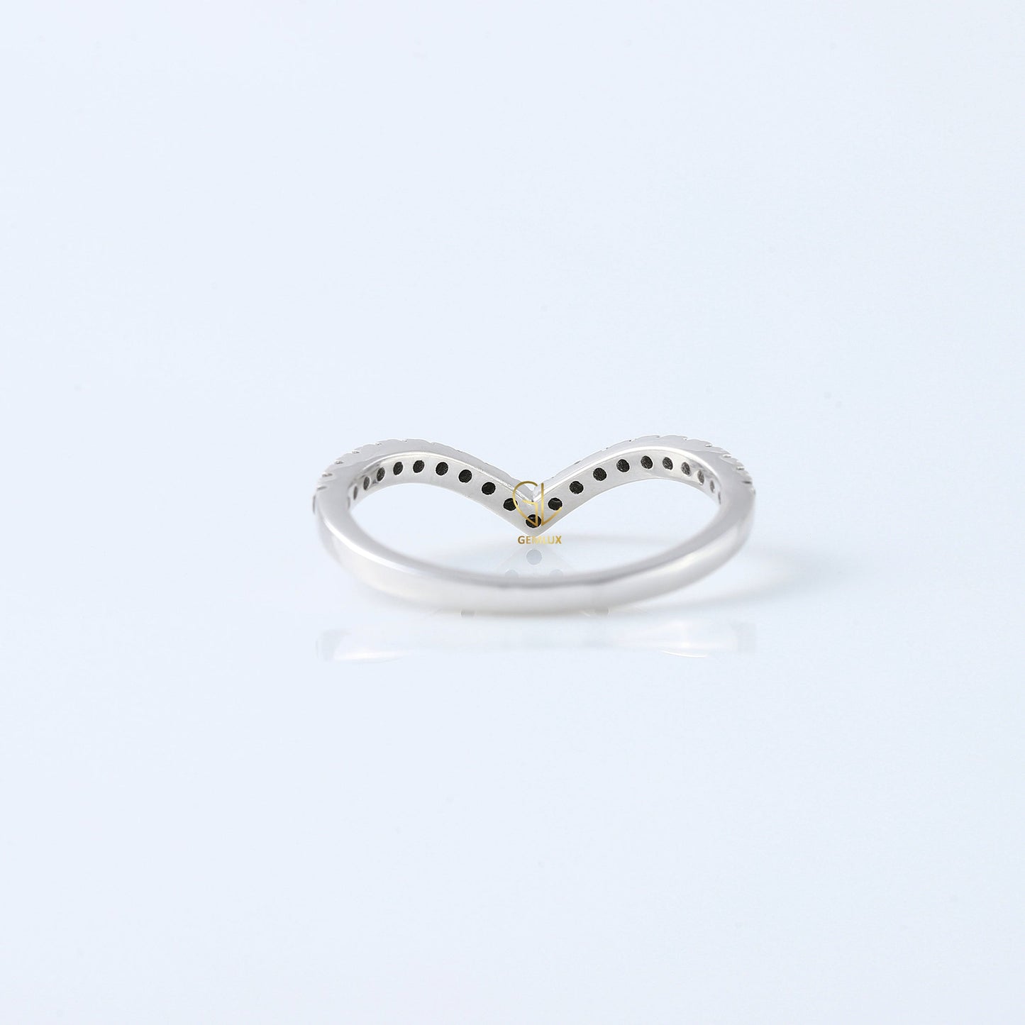 Black Round Cut Lab Grown Diamond Chevron Band