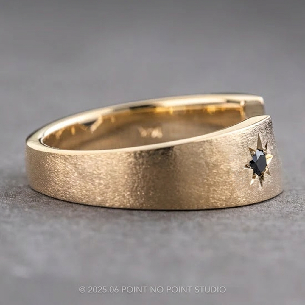 Estrella Wedding Ring, 2 Black Diamond, 5mm Matte
