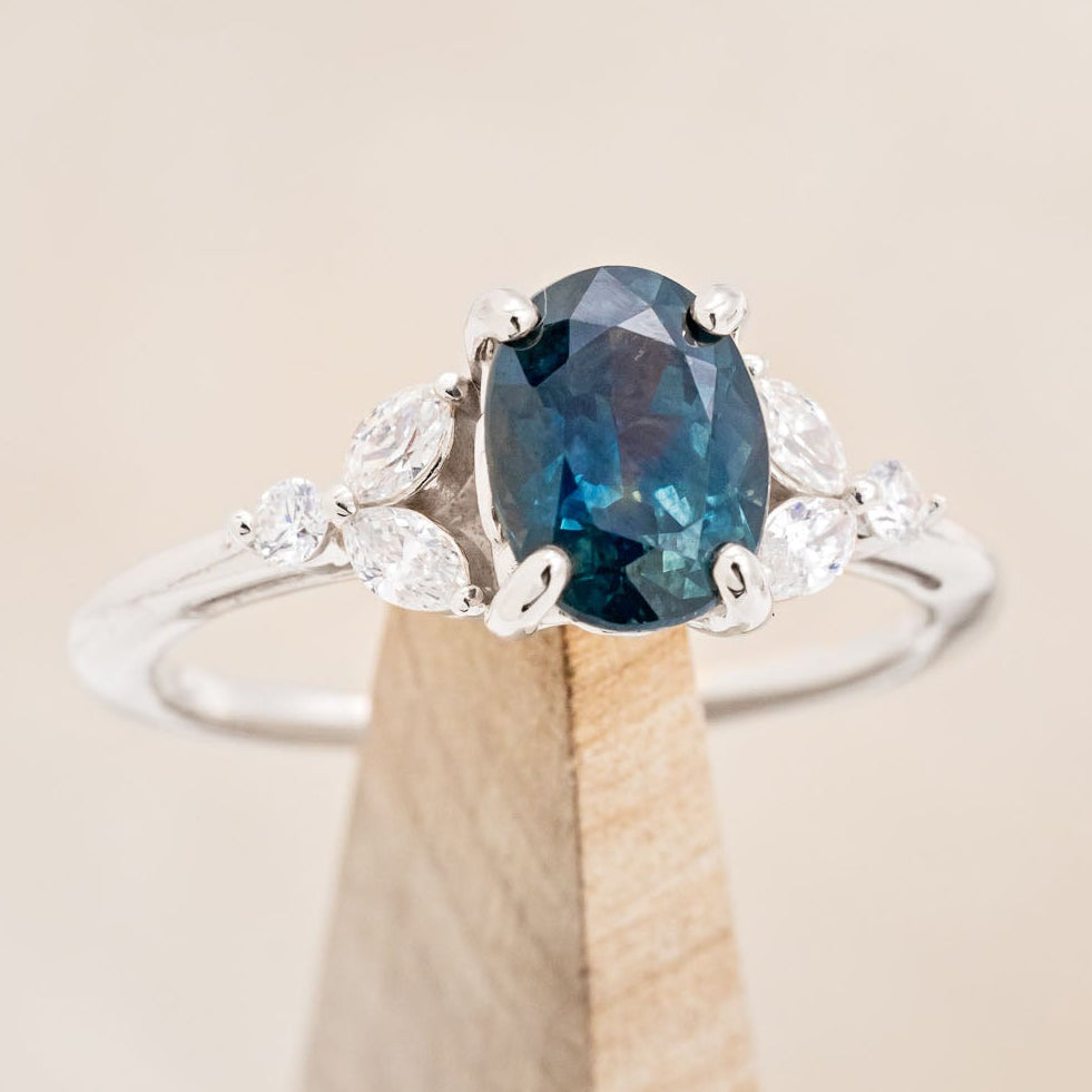 "Blossom" - Oval Cut Lab-Grown Alexandrite Engagement Ring With Diamond Accents
