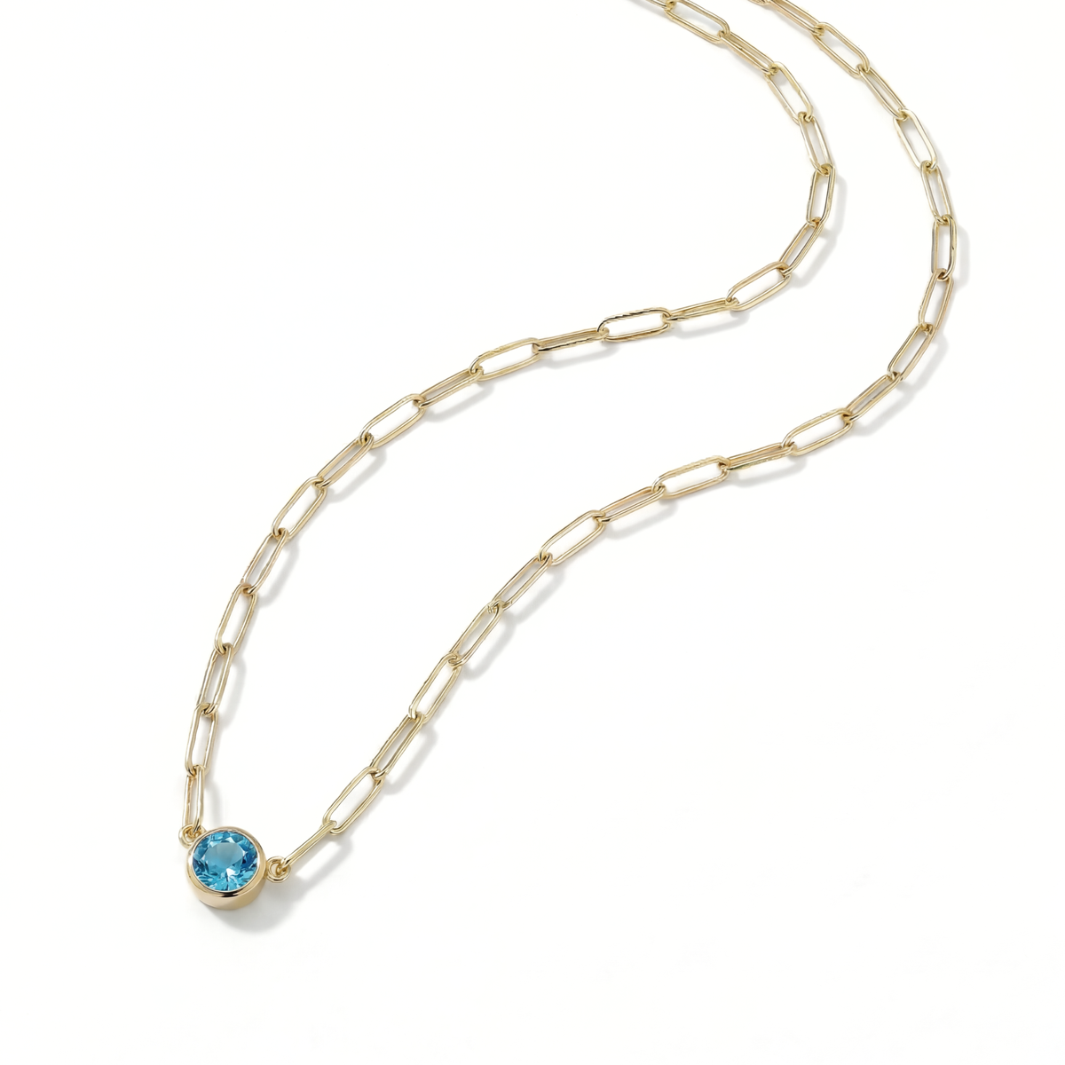 The Paperclip Bezel Necklace | Blue Topaz