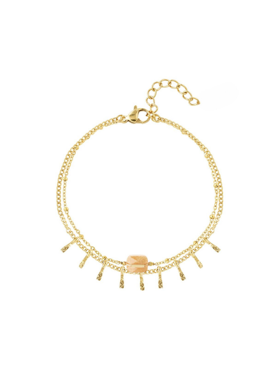 Alessia bracelet - Double chain and natural stone