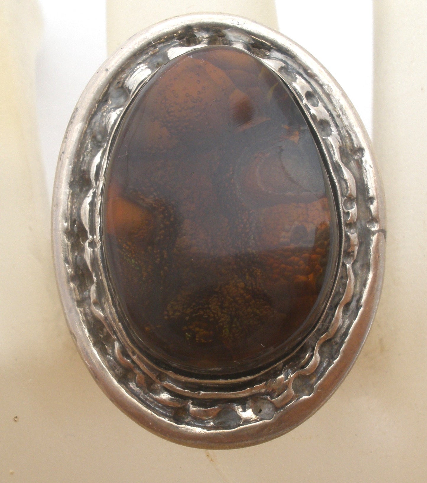 Brown Fossil Sterling Silver Ring Size 7