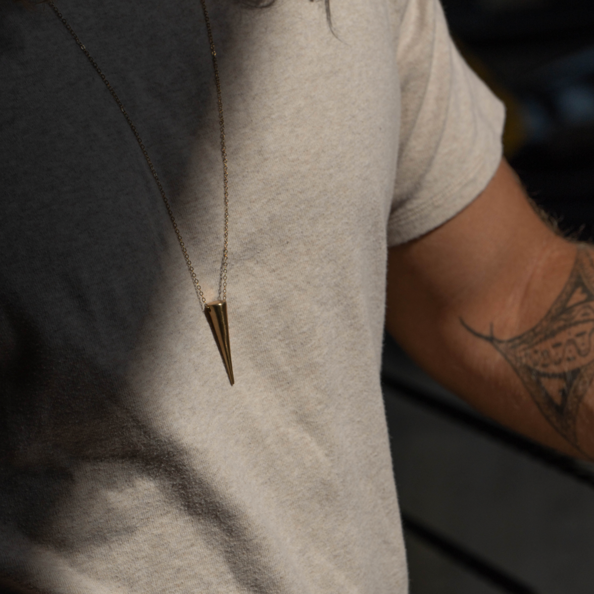 Large Brass Spike Layering Necklace / ready to ship