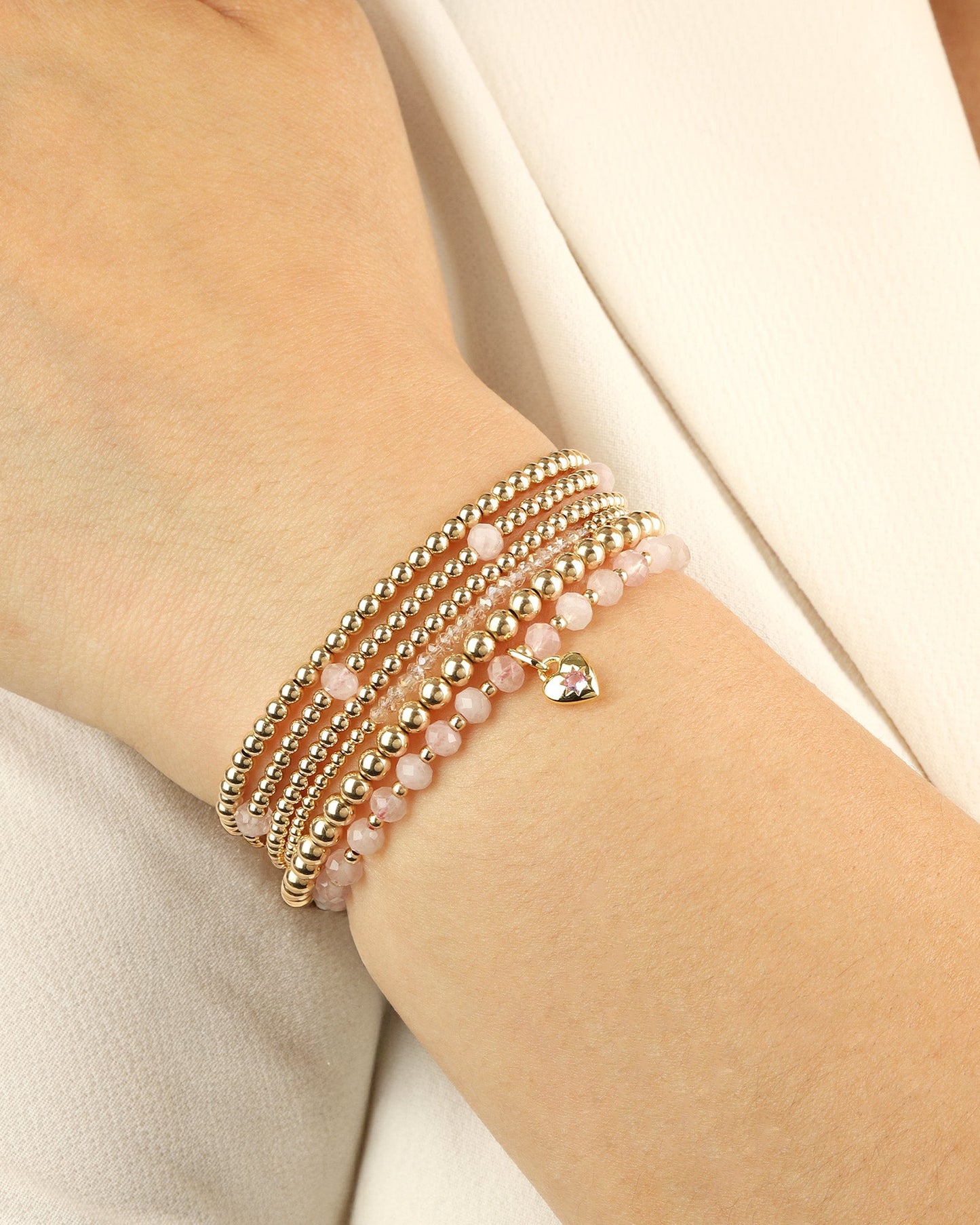 Heart Charm Beaded Bracelet