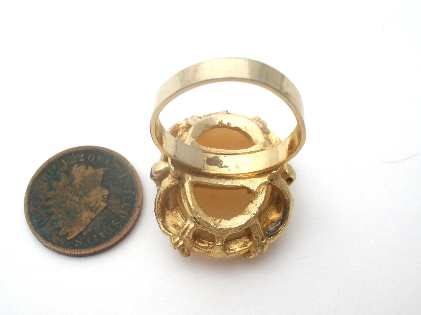 Carved Shell Cameo Ring Adjustable Size