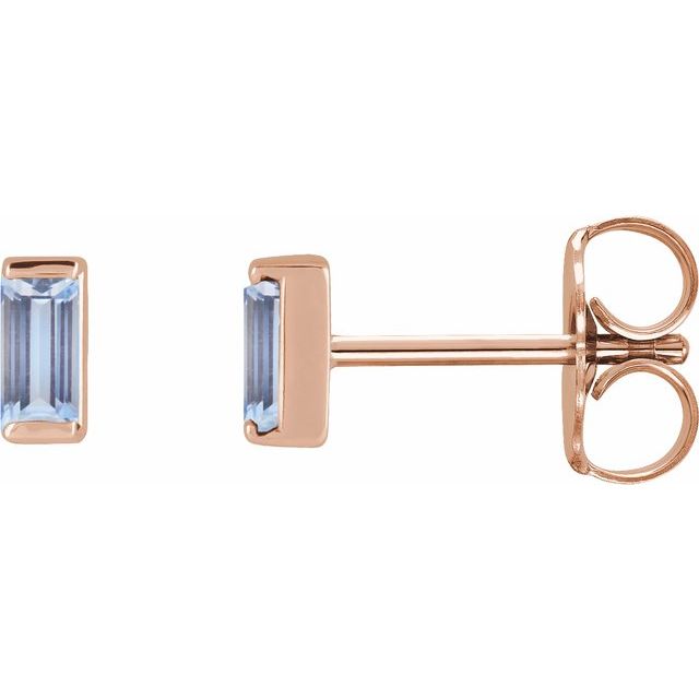 Channel-set Baguette Tanzanite Gold or Platinum Stud Earrings