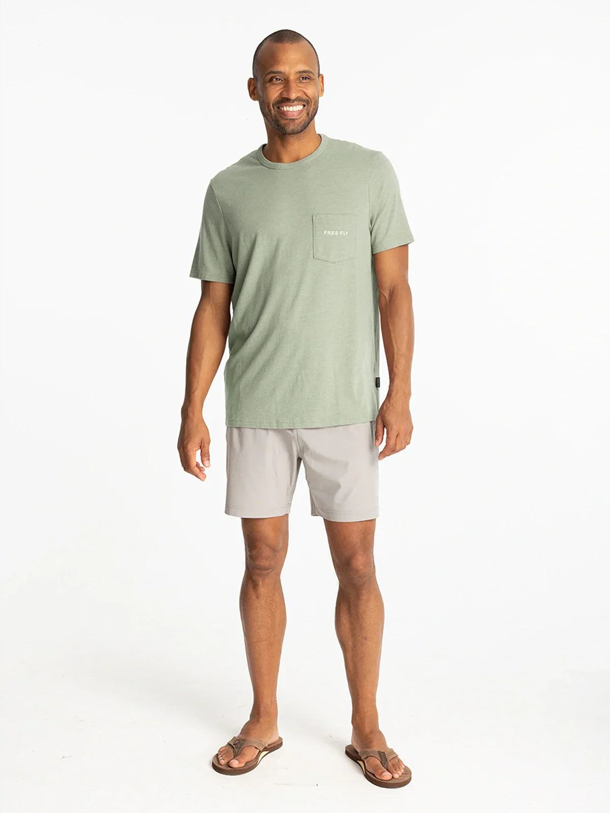 Channel Markers Pocket Tee - Heather Desert Sage