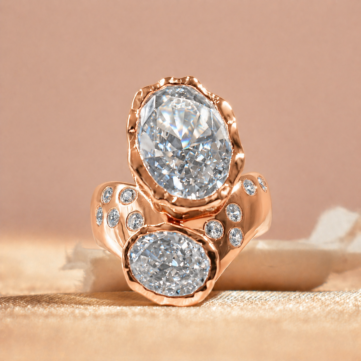 Stunning 6.0ct Two-Stone Oval Cut Wide Statement Engagement Ring In Sterling Silver