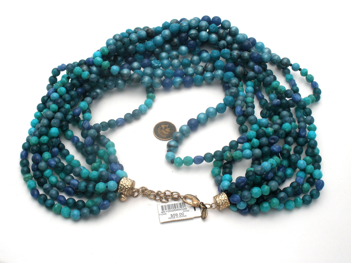 Chico's Multi Strand Blue Lucite Bead Necklace