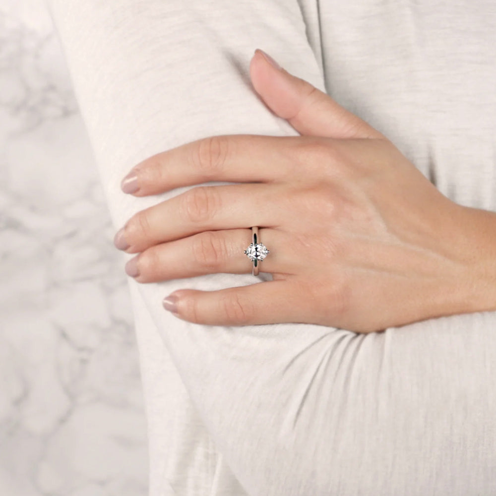 Classic Solitaire Oval Moissanite Six Prong Engagement Ring