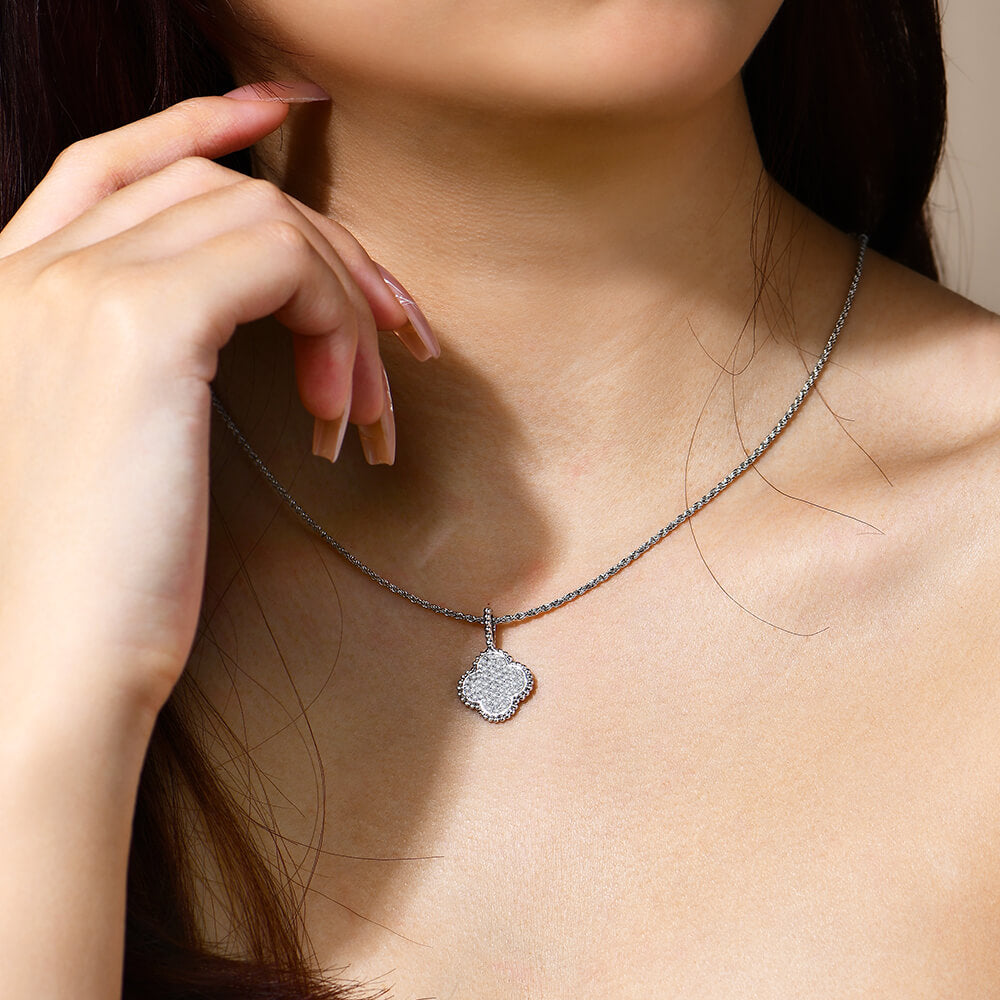 Clover Cluster Moissanite Necklace In Sterling Silver