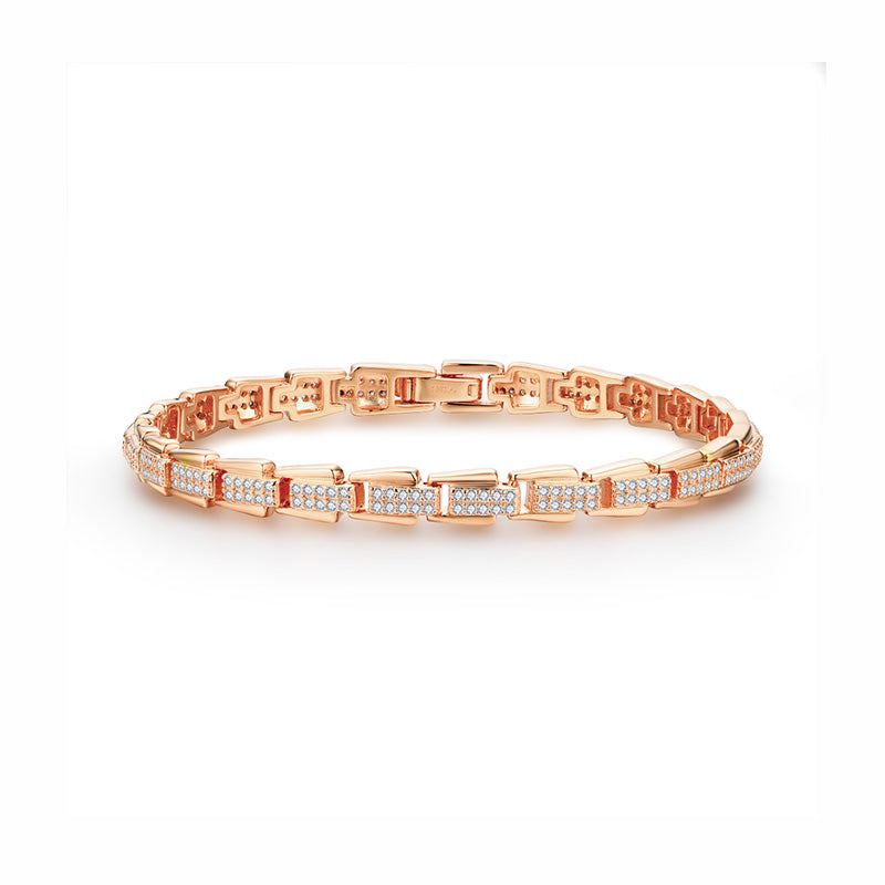 Cluster Moissanite Link Chain Bracelet In Sterling Silver