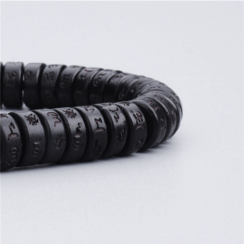 Coconut Shell Beads Om Mani Padme Hum Bracelet